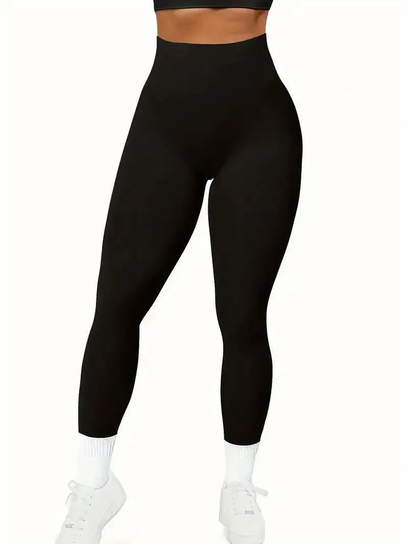 Solid Color Seamless Yoga Leggings High Waist Fitness/Running Workout Sports Pants Women's Activewear
