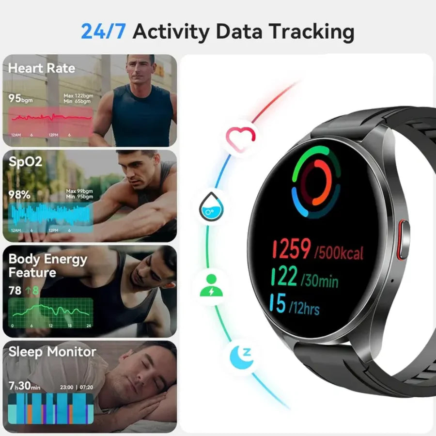Smart Watch for Men & Women Wireless Calling Dialing 100+ Sport Modes/Fitness Tracker with Various APP Reminders Call