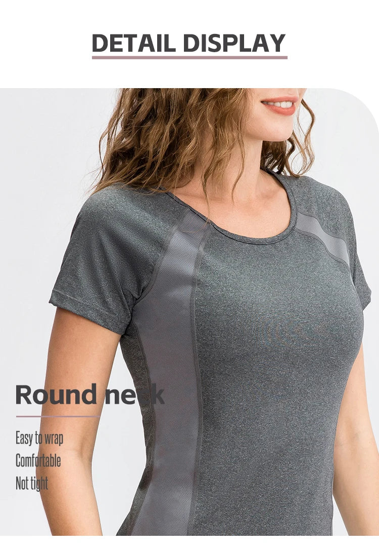 Women Yoga Tops Breathable Sport Fitness Workout/Running Yoga Top Quick Dry Short Sleeve Gym T Shirt