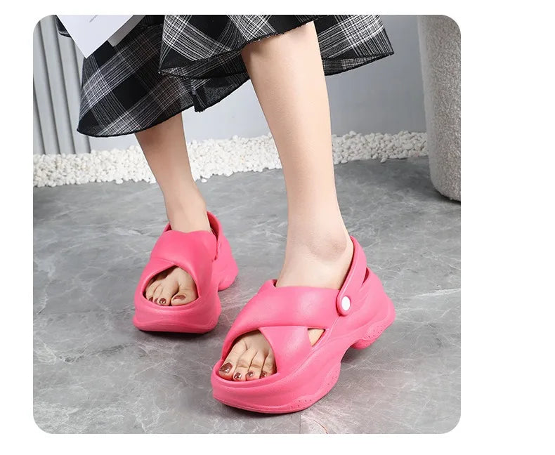 Popular Women Flip-flops Summer New Platform Wedges Slippers/Outdoor Fashion Slides EVA 7CM Shoes Casual Flip-flops