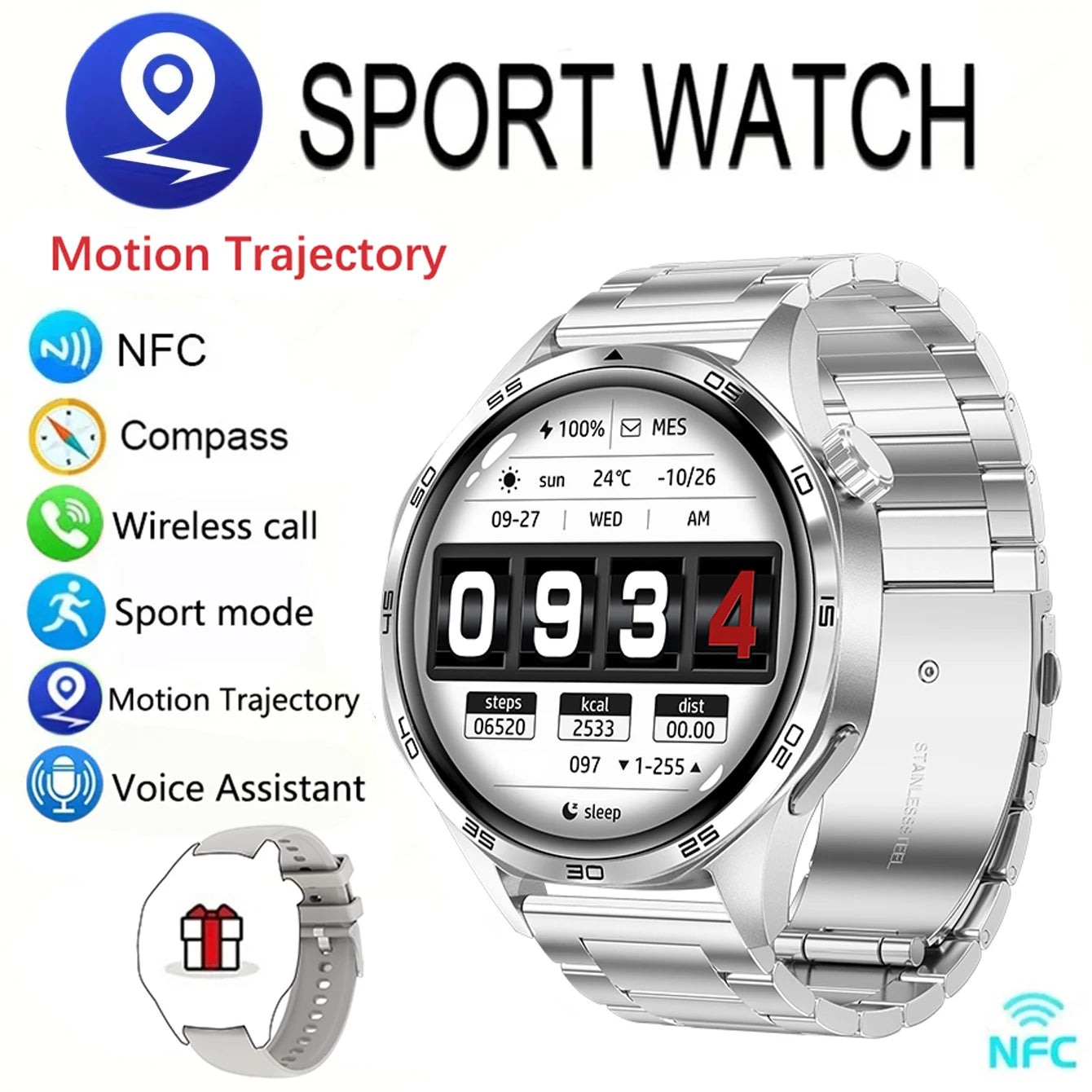 New Watch GT5 PRO NFC Smart Watch GPS Motion Trajectory HD Screen/Bluetooth Call Smartwatch Outdoor Sports Watches For Men