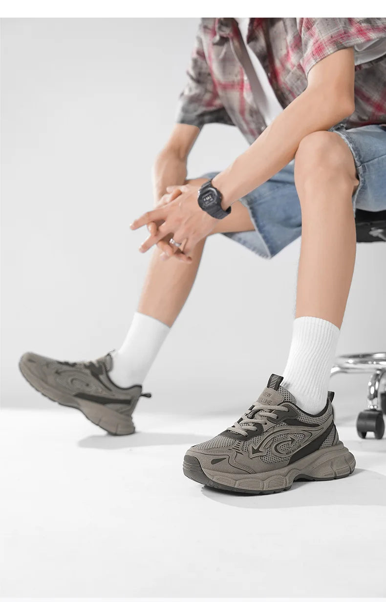 Casual Sneakers Retro Dad Shoes Men's Summer Thick Sole/Hiking Sneakers Breathable Mesh Non-slip Casual Streetwear