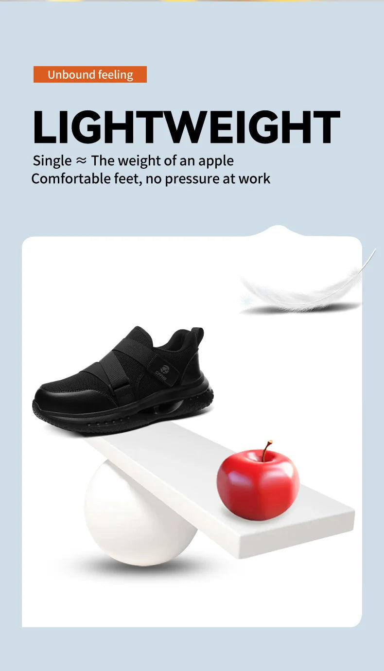 Velcro-Fastened Men's Breathable Casual/Work Safety Shoes with Impact and Puncture Resistance