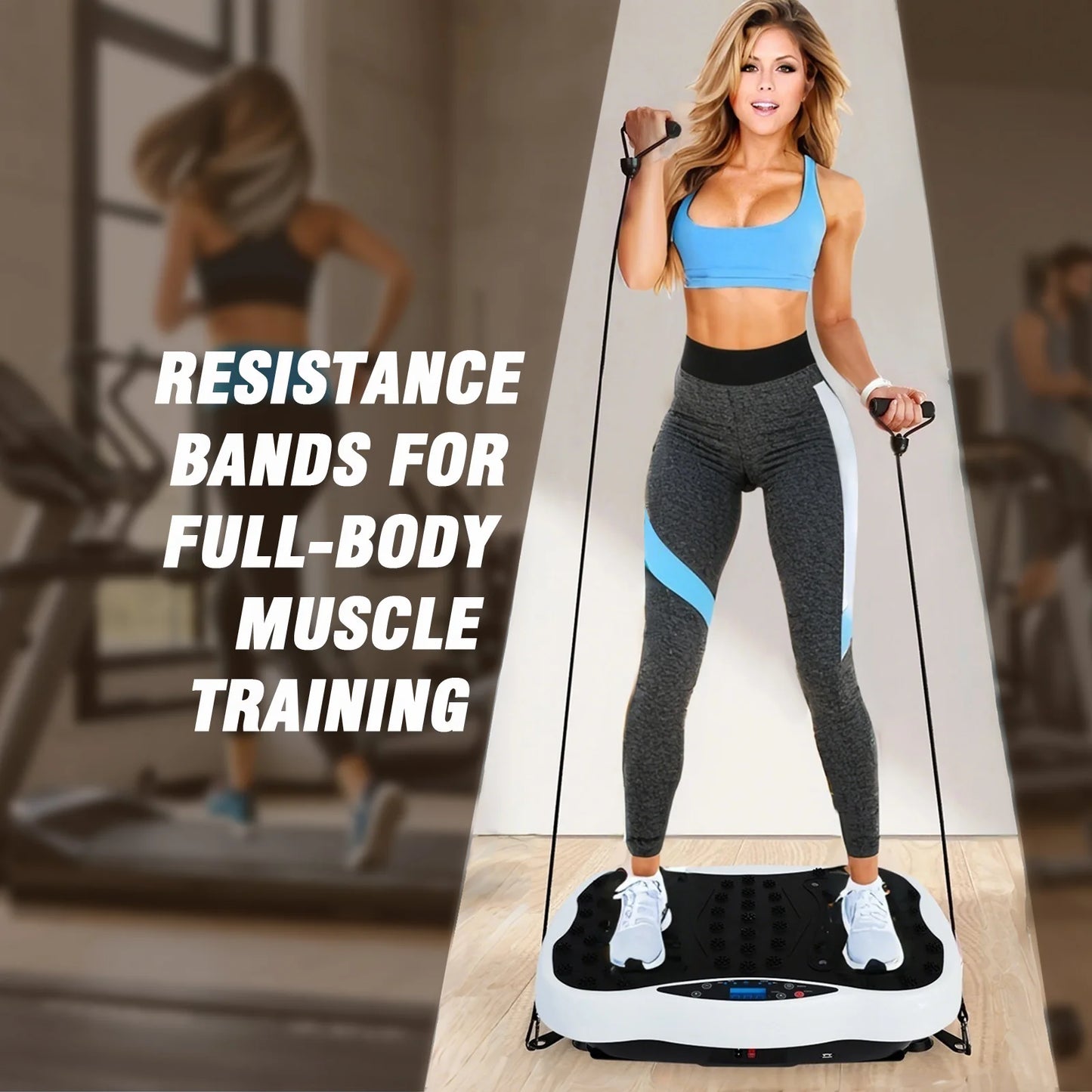 Full-Body Vibration Plate Exercise Machine Fitness Equipment Workout/330lbs Weight Loss with Resistance Bands Remote Control