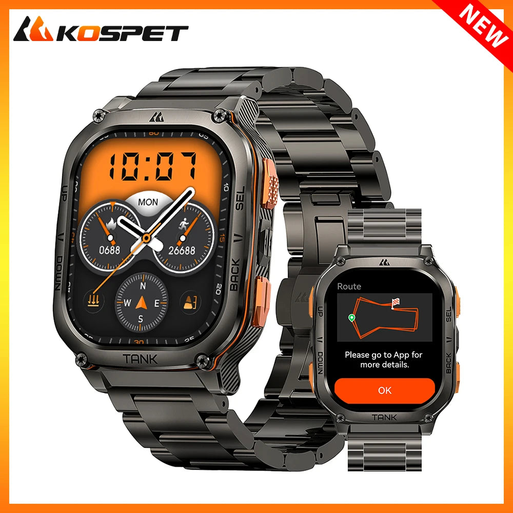 New KOSPET TANK M3 Ultra GPS Smartwatch For Men Waterproof/5ATM AMOLED AOD 480mAh Digital Bluetooth Call Men's Watches