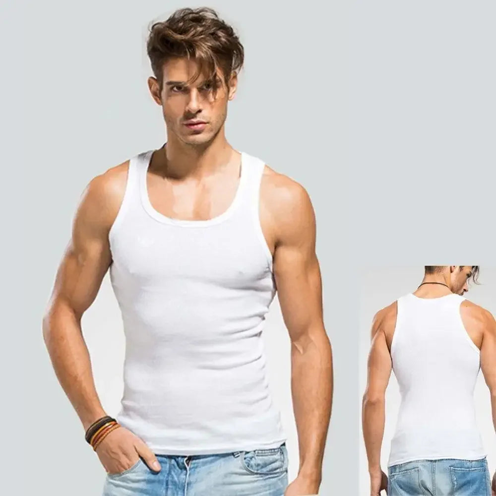 Hot Sale Men's Sleeveless Breathable Fitness Vest Basic Elastic Tank Top/Men's Cotton Bodybuilding T-shirt Classic Color Clothes