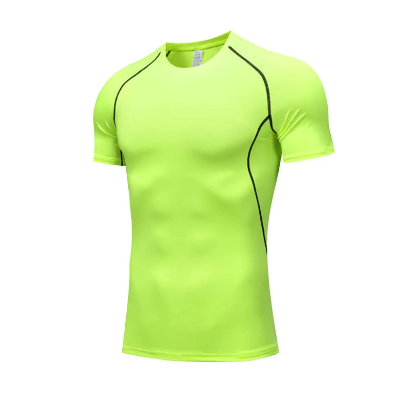 Men Short Sleeve t-Shirt Quick Dry Compression Shirts Fitness/Gym t-Shirts Sport Bodybuilding Shirt Running Football Tee Shirts