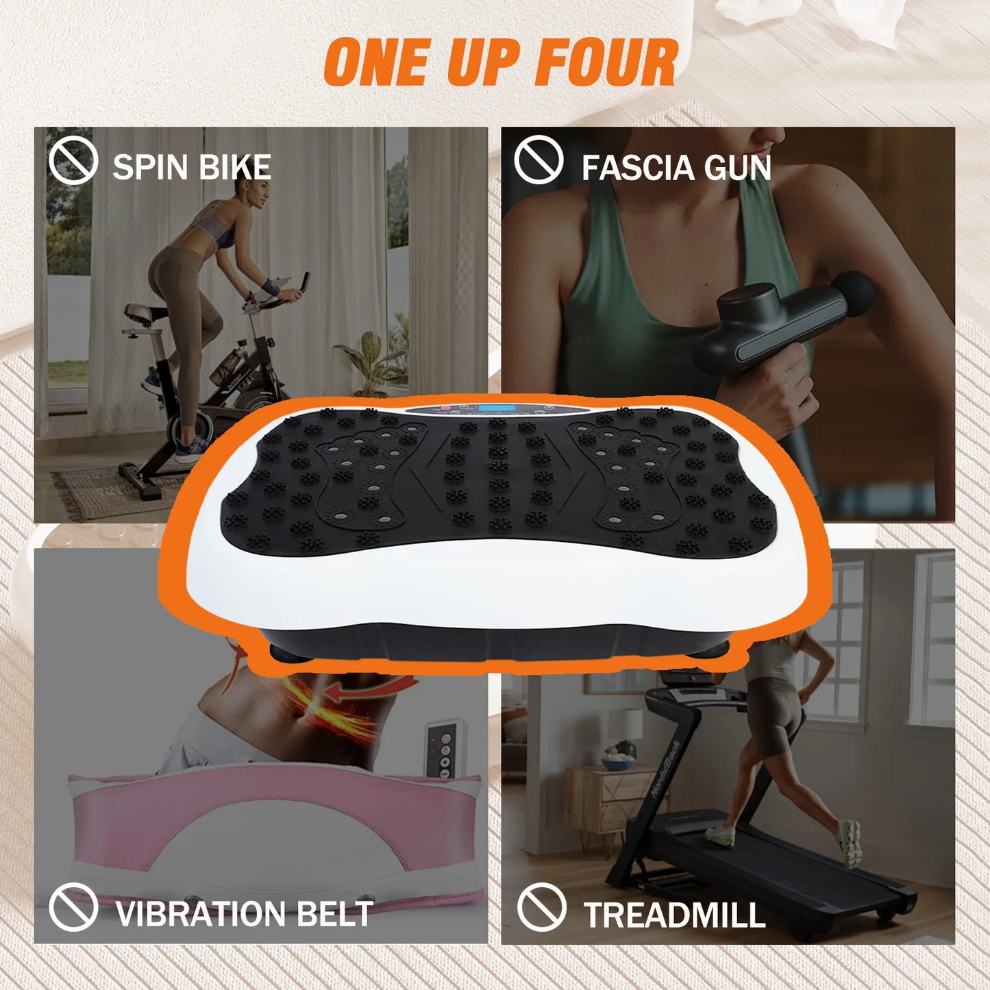 Full-Body Vibration Plate Exercise Machine Fitness Equipment Workout/330lbs Weight Loss with Resistance Bands Remote Control