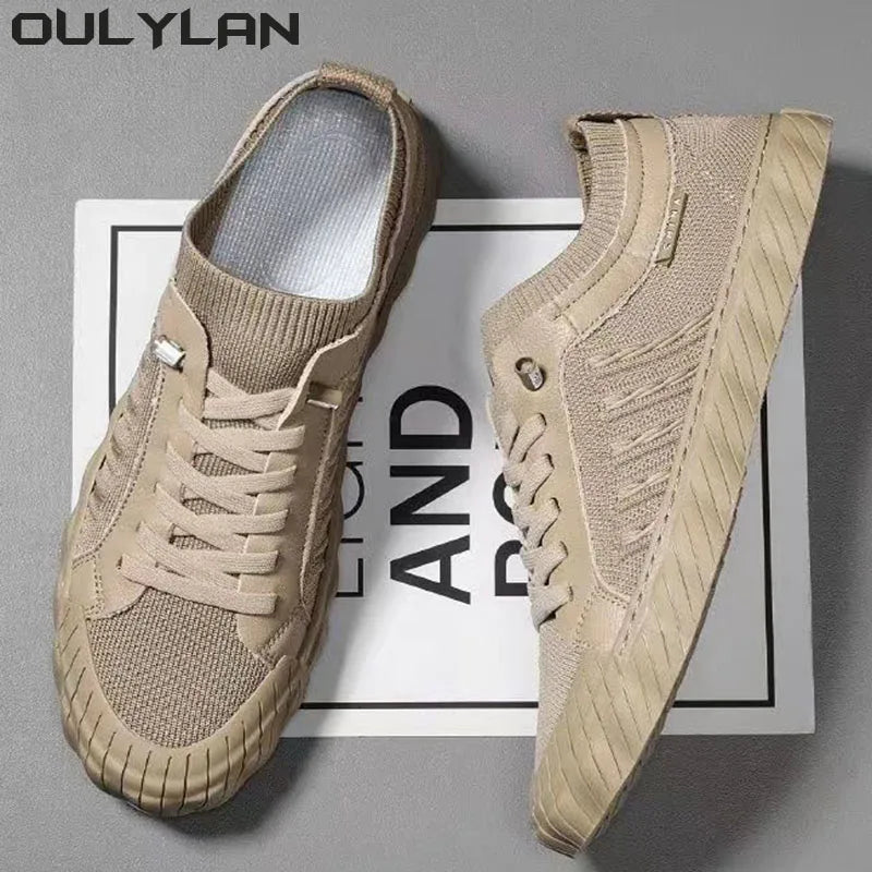 Oulylan Men's Breathable Sneakers Summer Casual/Lightweight Round Head Non-slip Flats Walking Shoes Male