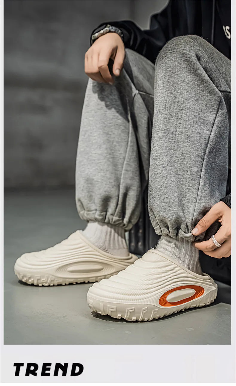 New Fashion Cotton Men's Slippers Winter Warm Plush Men Slippers/Waterproof Men Garden Shoes Indoor Outdoor Men's Warm Shoes