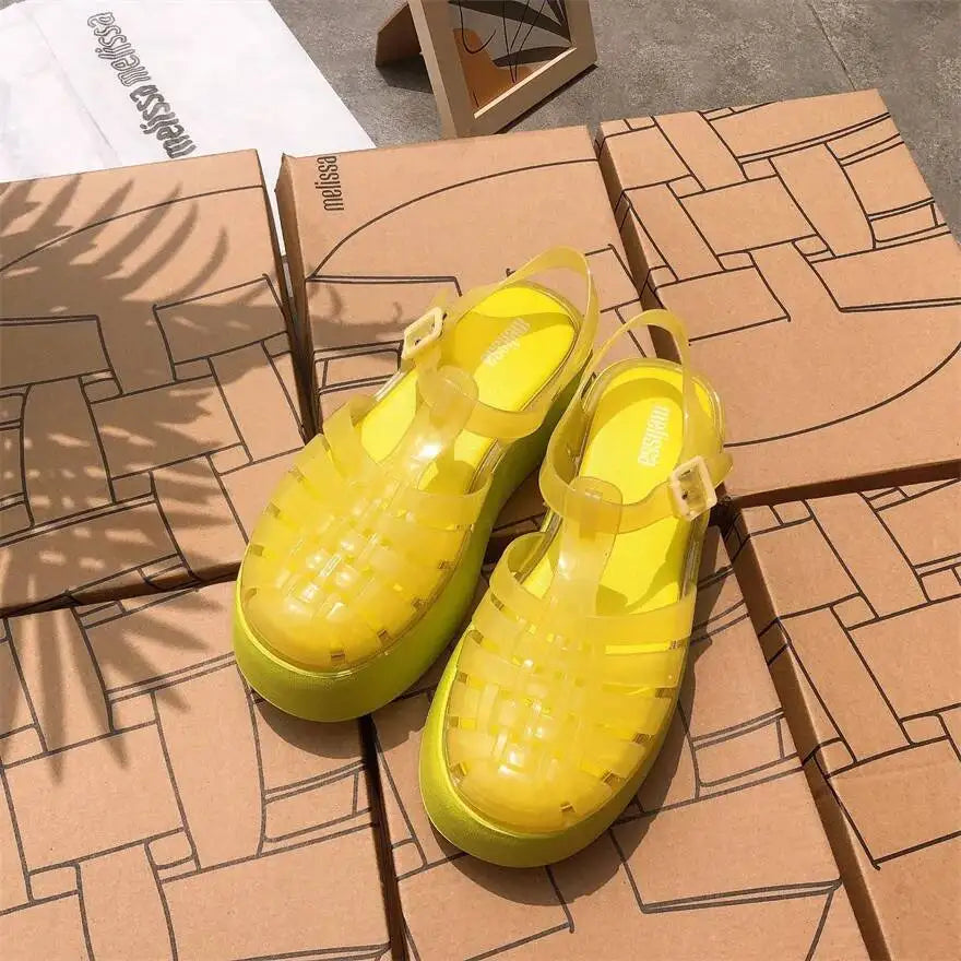 Vintage Women's Thick Sole Casual Jelly Women Anti-Slip/Summer Beach Shoes EVA Material Chunky Platform Sandals