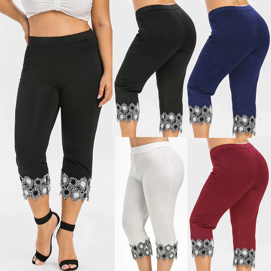 Fashion Women Leggings Casual Cropped Trousers Elastic High Waist/Leggings Applique Summer Fitness Sport Workout