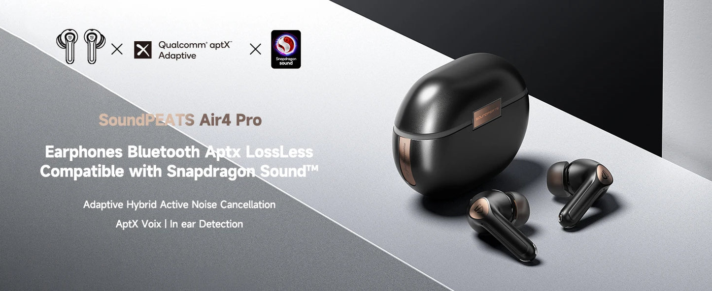SoundPEATS Air4 Pro ANC Bluetooth 5.3 Wireless Earbuds/with Lossless Sound AptX Voice Multipoint Connection, in-Ear Detection