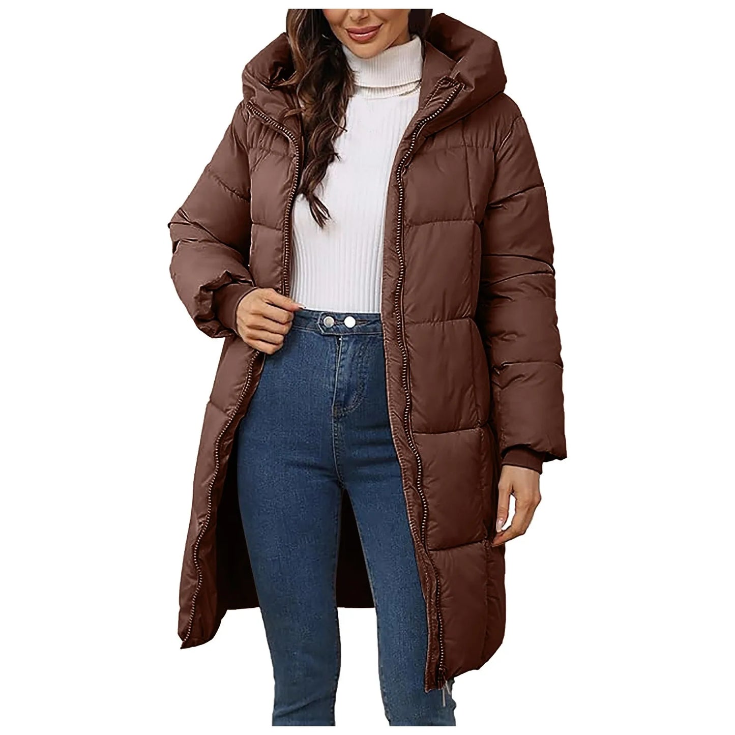 Winter Parkas Women's Down Cotton-Padded Jacket Long Coats/Hooded Overcoat Thicken Warm Slim Outerwear Female Casual Coats