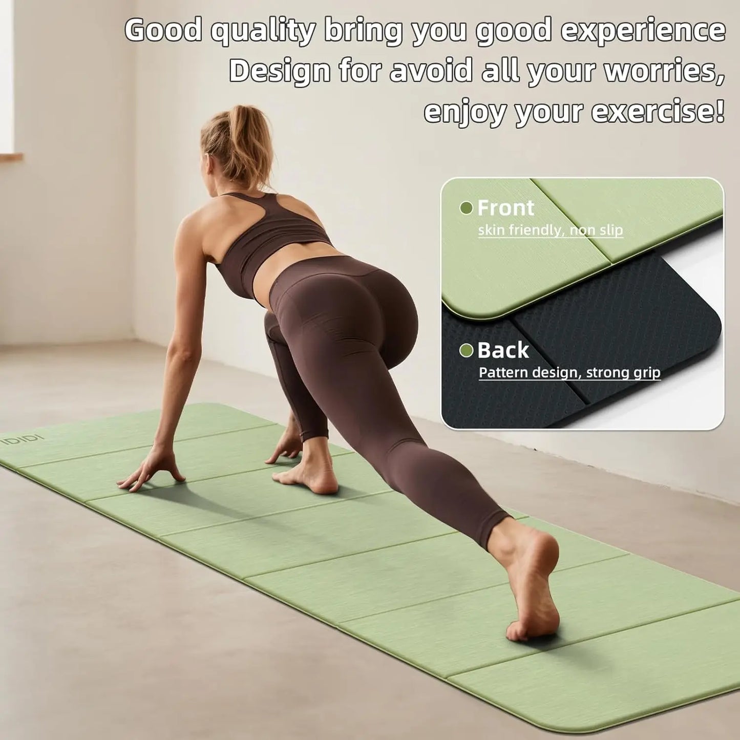 Extra Thick Foldable Yoga Mat - 0.32 Inch Eco-Friendly/Non-Slip Fitness Mat for Home & Studio