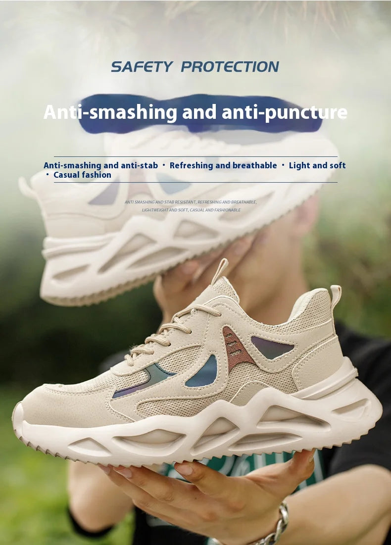 Soft Anti smashing Anti-Puncture Protective Safety Shoes For Men/Work Shoes Lightweight Breathable Work Safety Sneakers