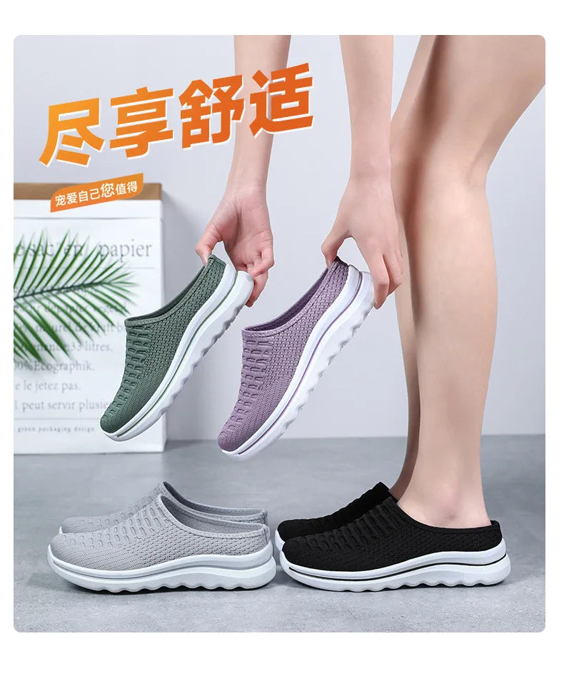 Women's Summer Breathable Commute Half Drag Shoes Soft Sole/Lightweight Slip On Casual Comfortable Odor-Resistant
