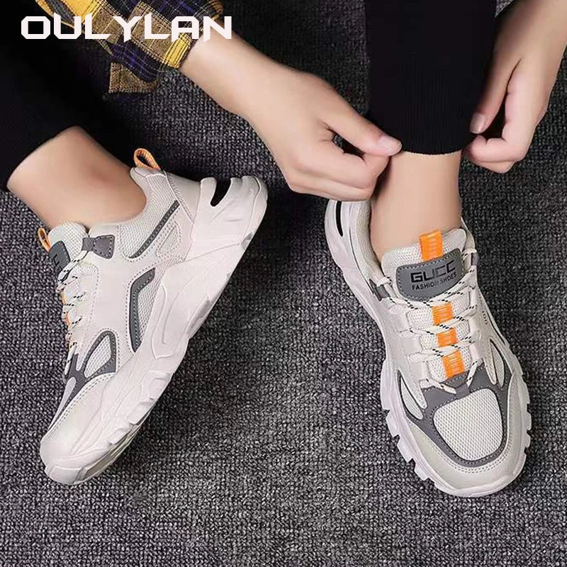 New Men's Shoes Spring Men's Lightweight Sports Shoes/Low Top Contrast Clunky Sneaker Breathable Running Shoes