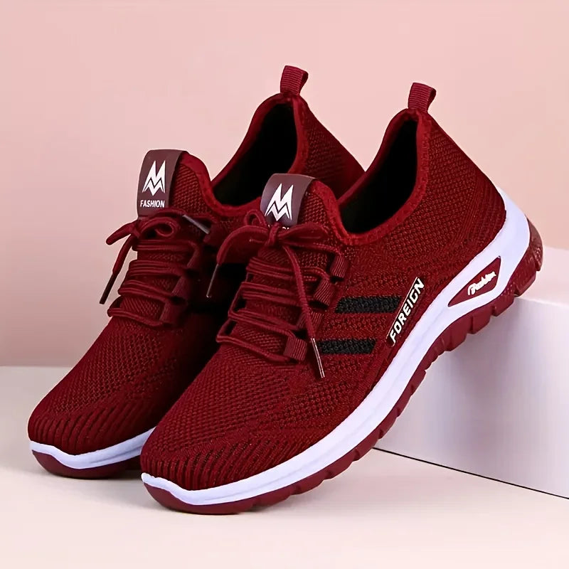 Women's Breathable Knit Walking Shoes Soft Cushion/Non Slip Lace Up Sneakers Lightweight Comfort Casual Daily Sports Shoes
