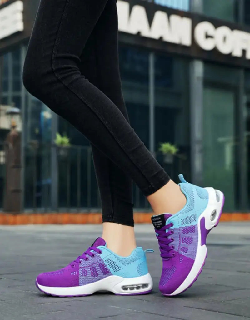 Women's Colorblock Purple Blue Air Cushion Sneakers/Breathable Mesh Lightweight Athletic Shoes