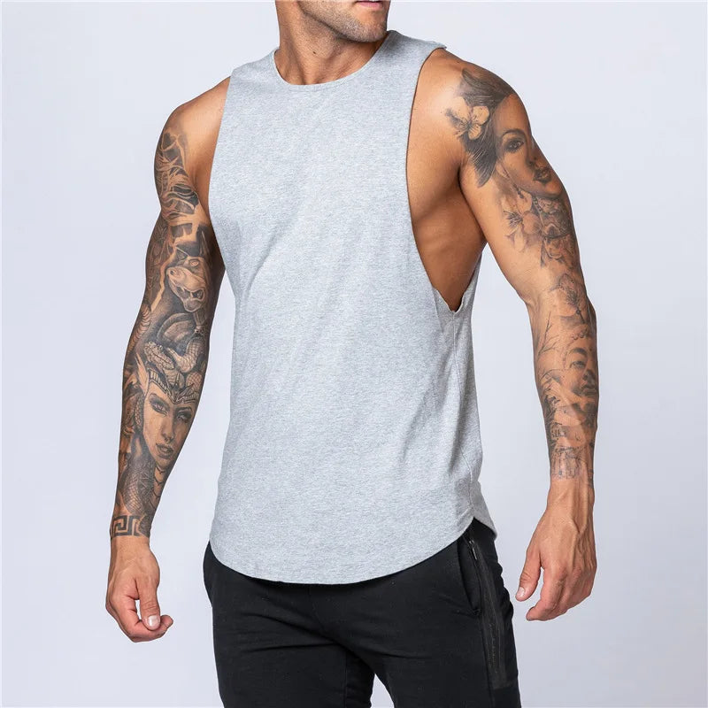Men's Gym Clothing Summer Fitness Cotton Tank Top Men Jogging/Bodybuilding Sleeveless Shirt Breathable O-Neck Casual Muscle Vest