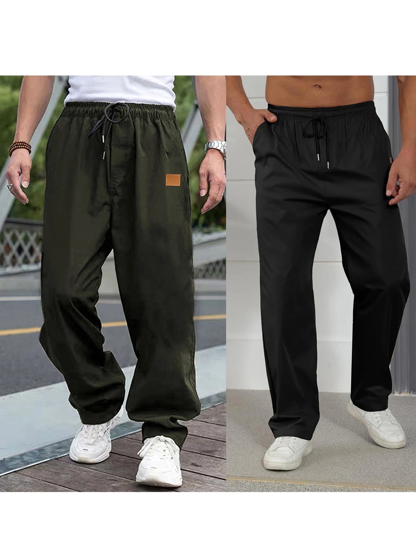 Men s Relaxed Fit Cargo Pants with Adjustable Drawstring Waistband/and Multiple Pockets for Everyday Wear