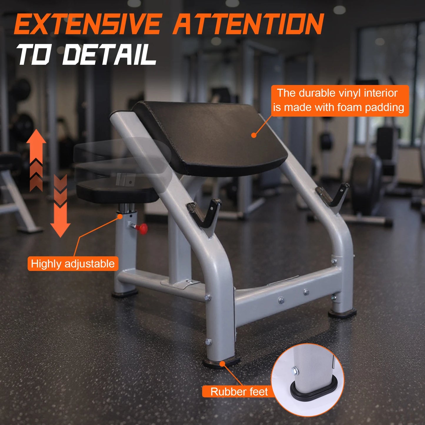 Weight Training Equipment with Adjustable Seat Seated Barbell/and Dumbbell Biceps Station for Home Gym Strength Training