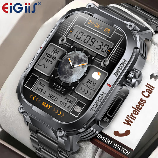 EIGIIS New Smart Watch Men 3ATM Waterproof 2.02"S320B With Compass/And LED Flashlight Sports And Fitness Tracking Heart Rate