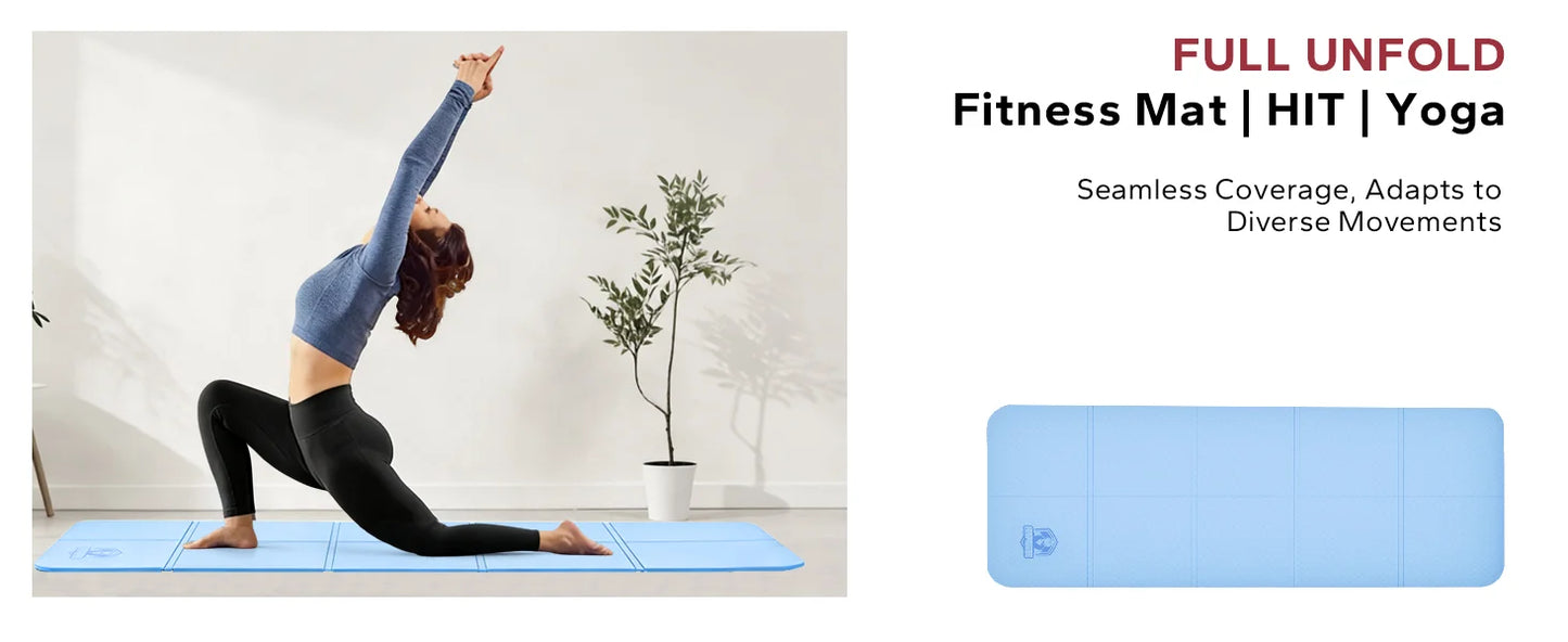 HAPBEAR Foldable Yoga Mat - 72"x24"x0.24" (6mm), Non-Slip/TPE Exercise Mat for Home Workout Yoga Pilates Stretching