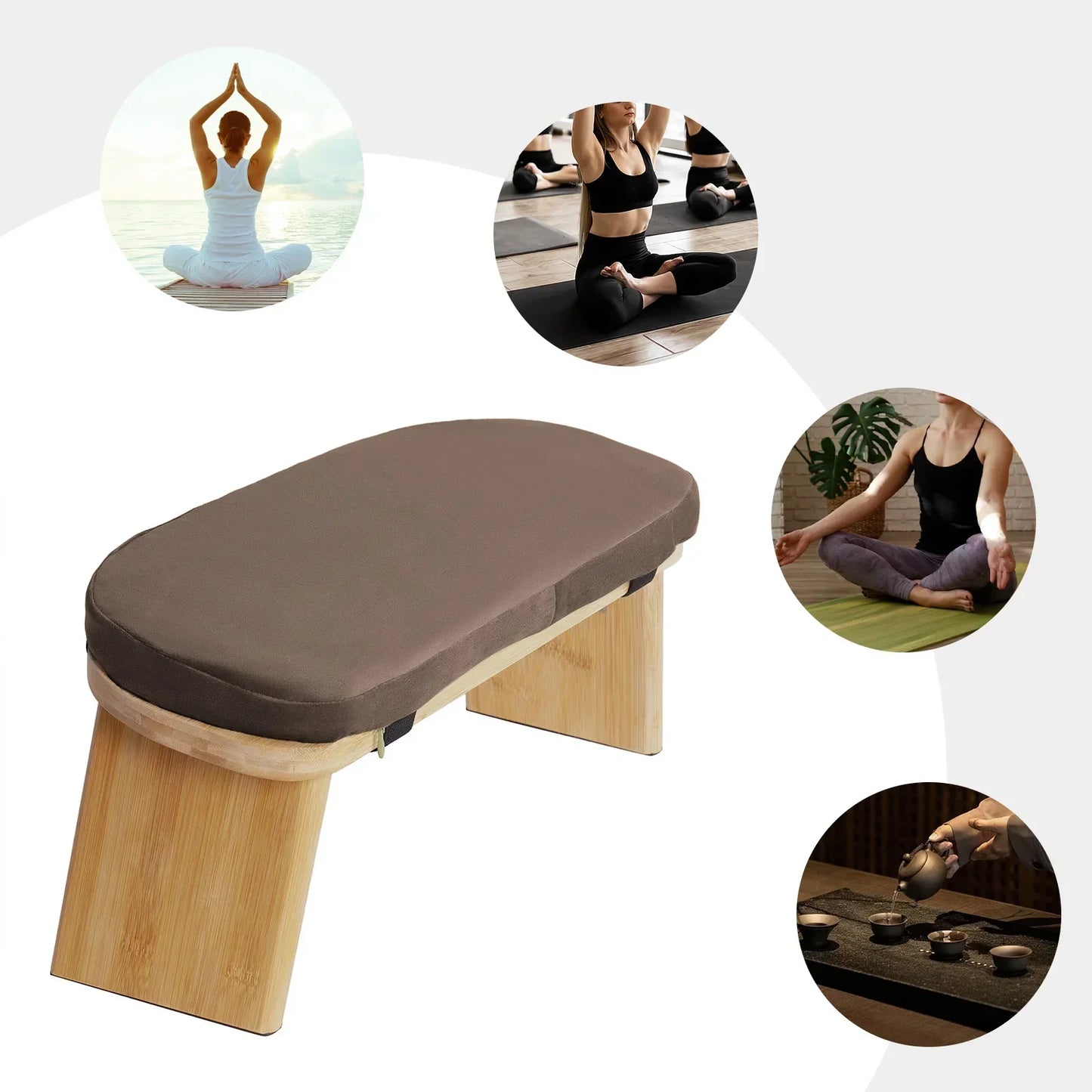 Meditation Prayer Bench, Portable Foldable & 5° Ergonomic Tilt Kneeling Meditation/Yoga Stool with Cushion & Carry Bag for Home/Studio/Gym
