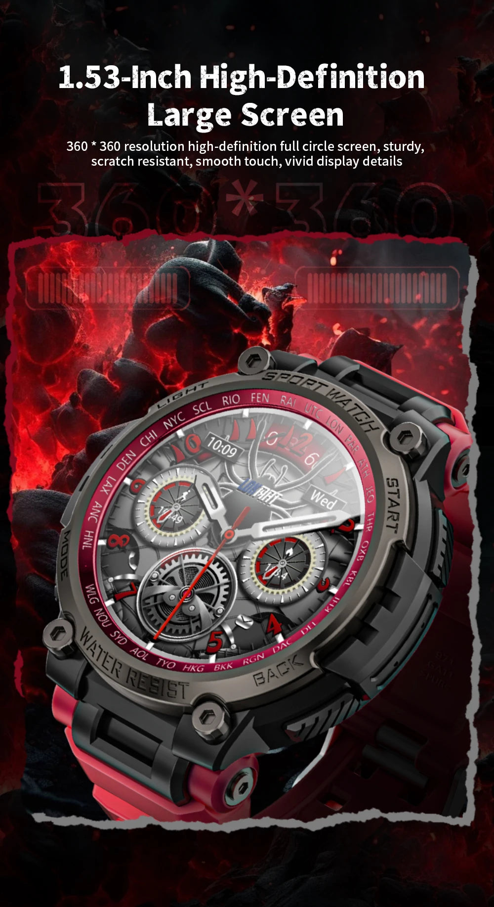 LOKMAT New ATTACK MAX Sport Rugged Smart Watch BT Calls Waterproof/Military Smartwatches Heart Rate Monitor Fitness Tracker