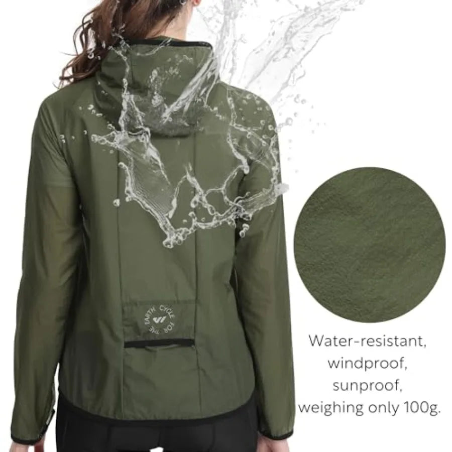 Windbreaker Jacket Women Lightweight Rain Jacket/Packable Reflective Hooded For Cycling Hiking Outdoor Sports