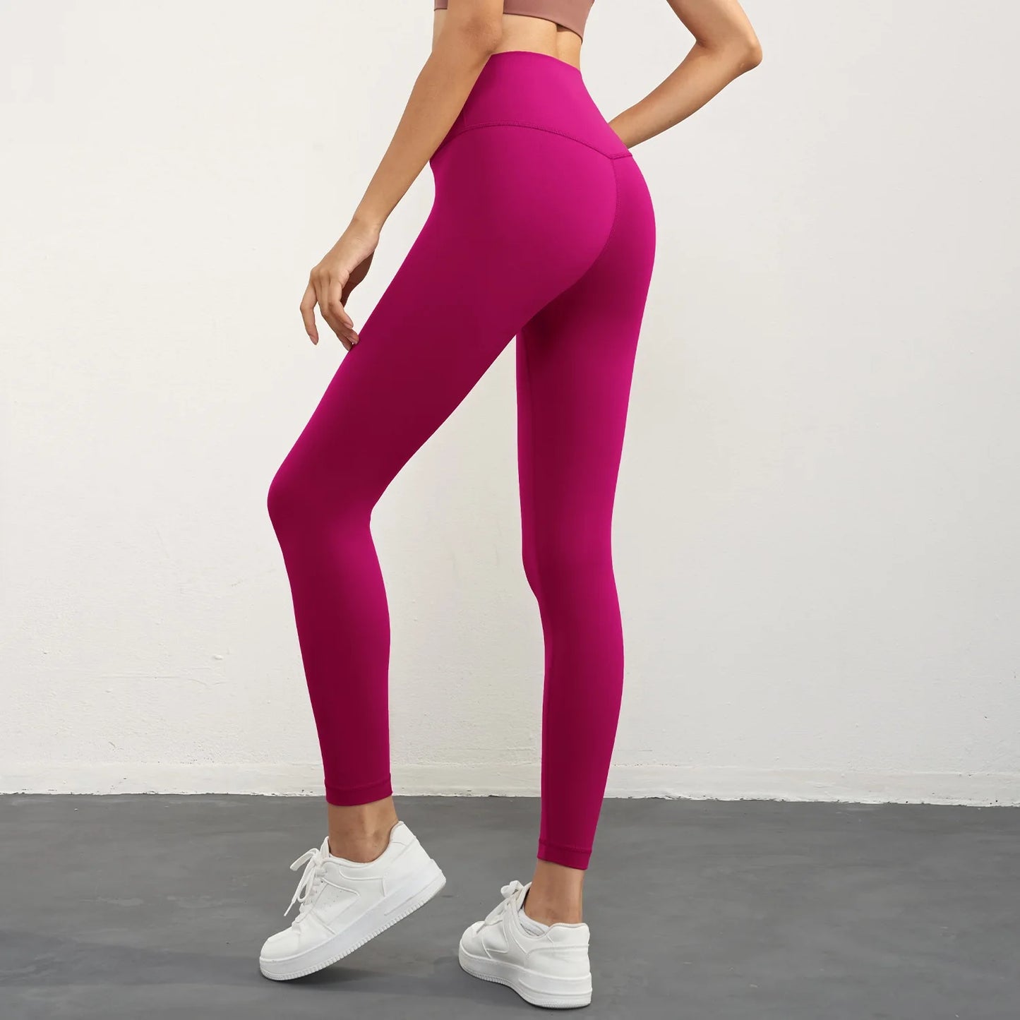 Solid Color Back Waist Pocket High Waist Yoga Legging Women/Sport Cropped Pants Butter Athletic Gym Comprehensive Training Jog