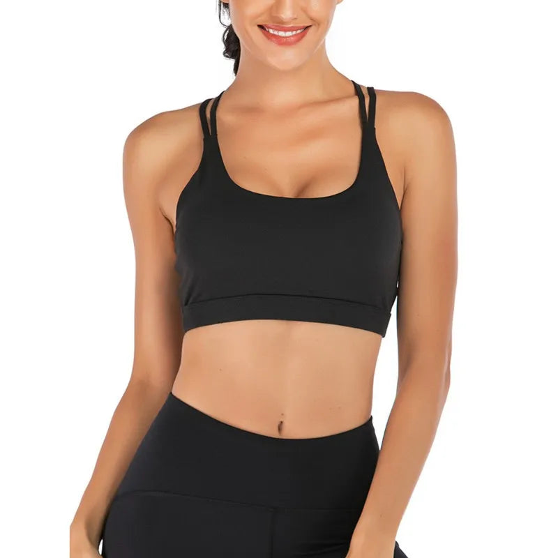 Vest Yoga Top Sports Bra Back Cross Solid Color/Fine Belt Sports Exercise Bras Women's Wear