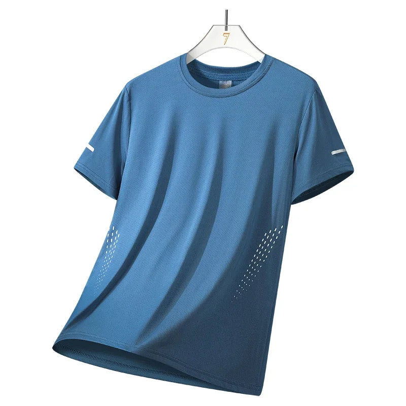 CHRLCK Men's Running Quick Drying T-shirts Breathable Hiking/Fishing Tees Soft Elasticity Outdoor Sports Short Shirt Summer