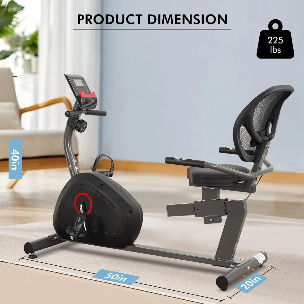 Recumbent Exercise Bike for Home Magnetic Stationary Bike for Adult Seniors/Workout Equipment for Gym, LCD, Heart Rate Handle Bars