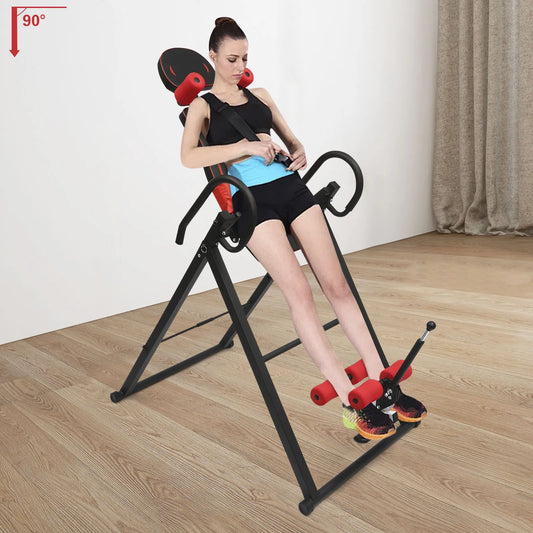 330lb Inversion Table for Back Relief & Posture Correction,4-Position Adjustable/Full-Body Stretching Foldable Fitness Equipment