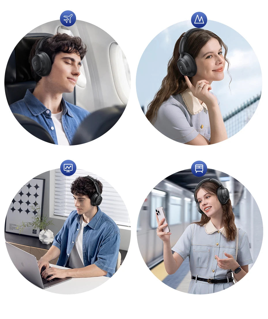 Baseus ANC Wireless Headphones 98% Adaptive/Hybrid Noise Cancelling Headsets Hi-Res LDAC Headphone Bluetooth 6.0