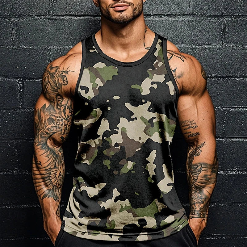 Summer Daily Exercise Men's Tank Top Camouflage Outdoor Sports/Running Fitness Men's Sleeveless T shirt Street Men's Tank Top 6xl