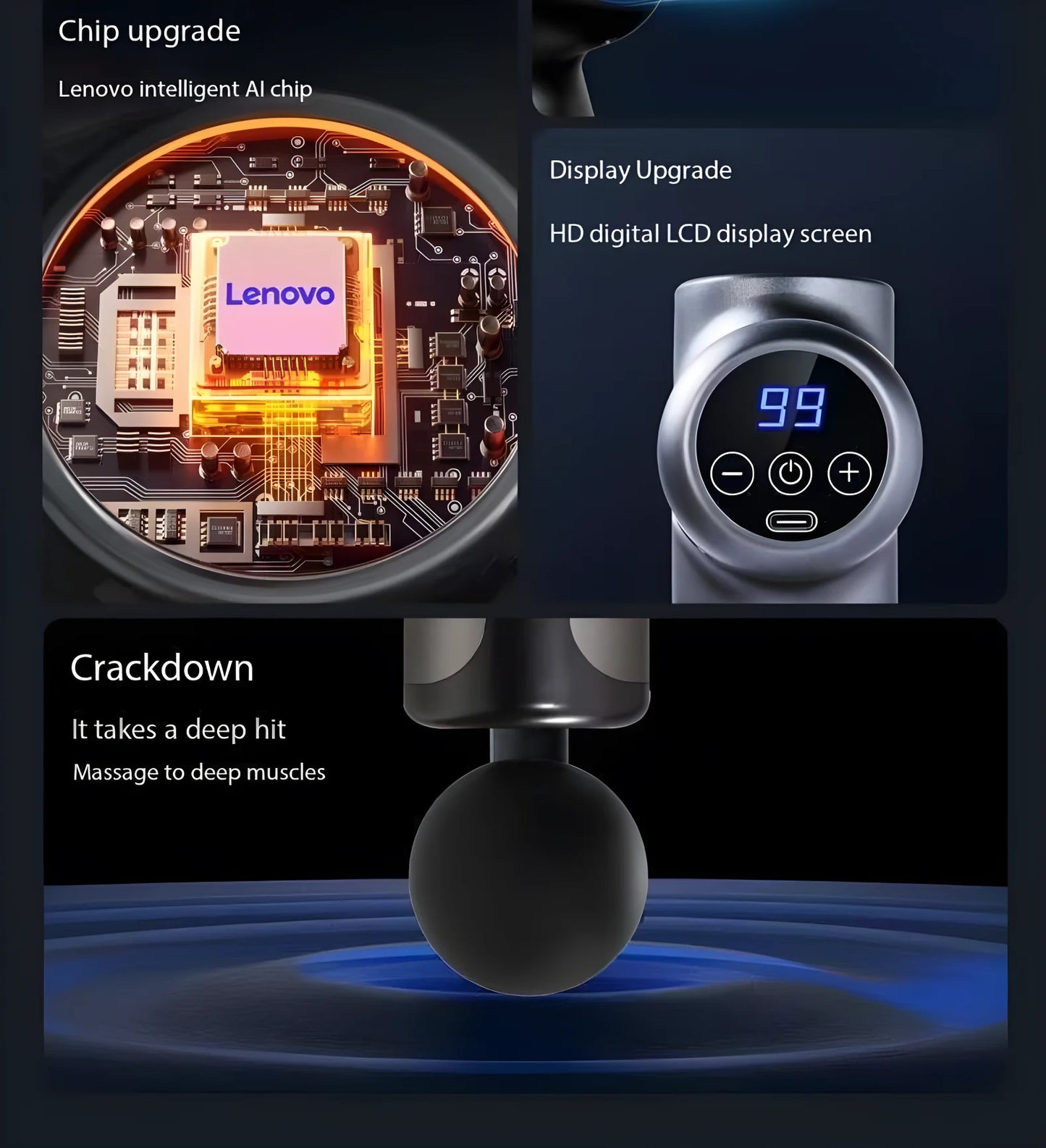 Lenovo N2 N3 Muscle Relaxation Massager Genuine Brand Fascia Gun/6-8Massage Head Relieve Muscle Tension and Soreness Portable