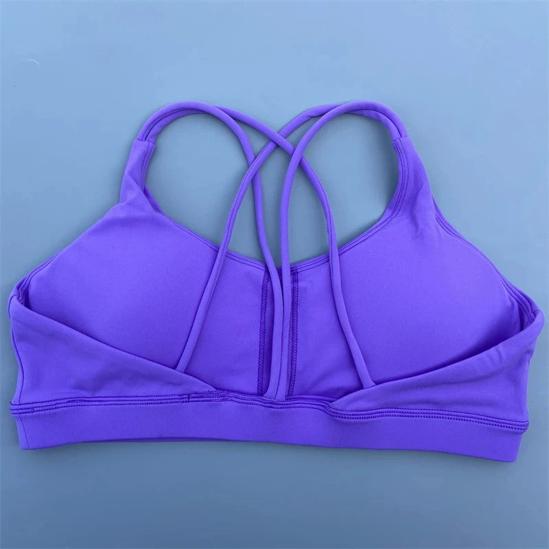 Solid Color Soft High Strength Women Cross Fitness Bra Tight Sport Top/Comprehensive Training Gym Yoga Underwear With Chest Pad