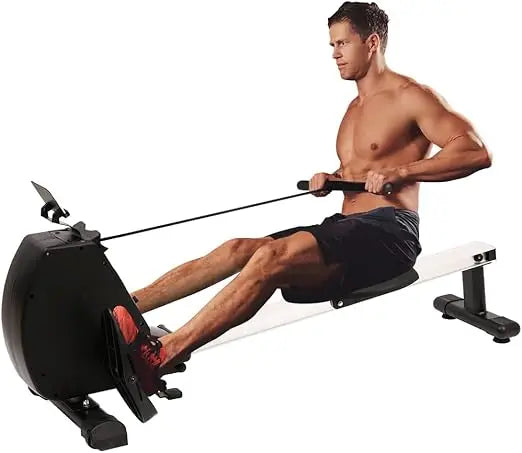 Adjustable Resistance Folding Rowing Machine with Digital Display/264 lbs Weight Capacity, Home Fitness Black and White