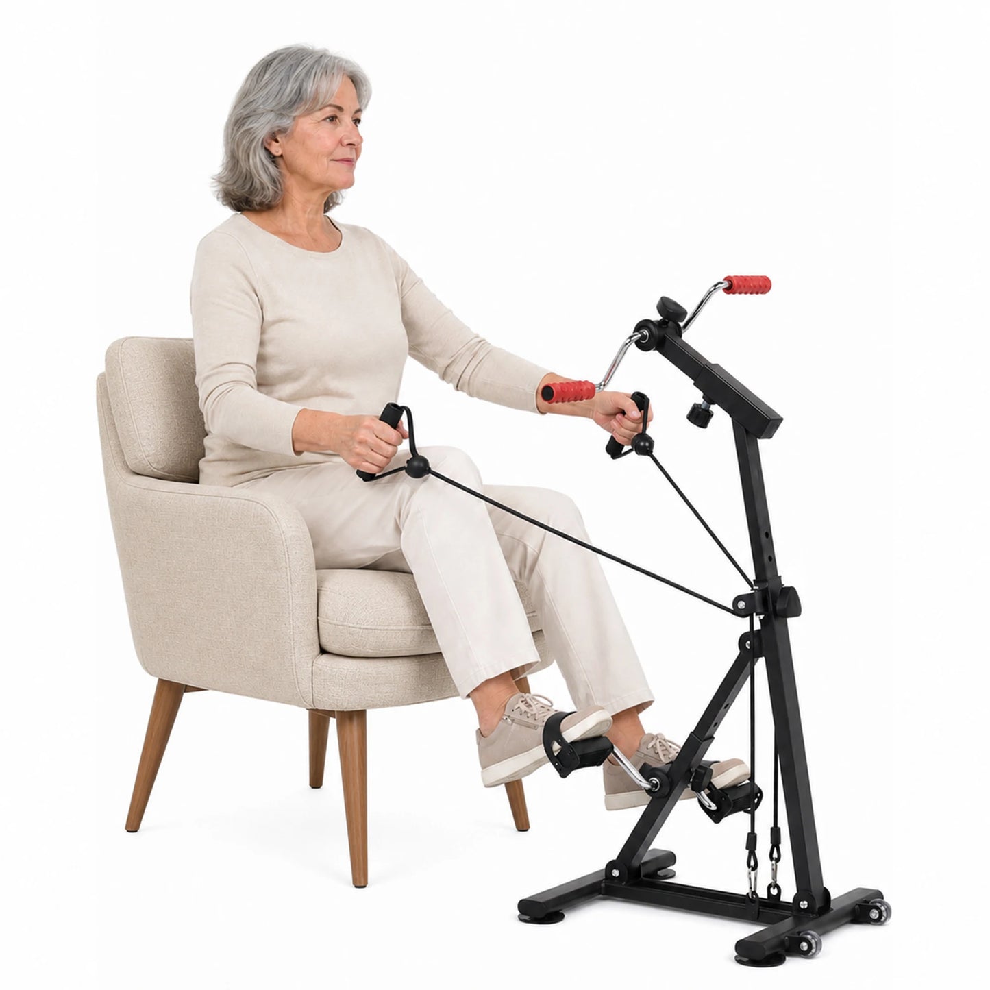 Adjustable Resistance Under Desk Exercise Bike, Stationary Upright Pedal Cycle/for Elderly Leg Strength & Aerobic Training, Arm Leg Rehabilitation Machine