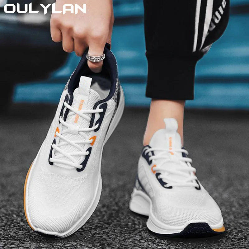 Men's Casual Shoes Men's Fashionable All-Matching Sneakers/Men's Shoes Flying Woven Breathable Mesh Cloth Shoes