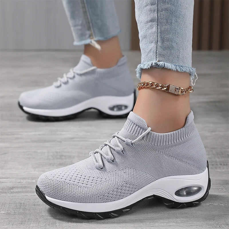 Summer Women Sneakers Outdoor Running Air Cushion/Sport Shoes Increase Height Breathable Walk Shoes