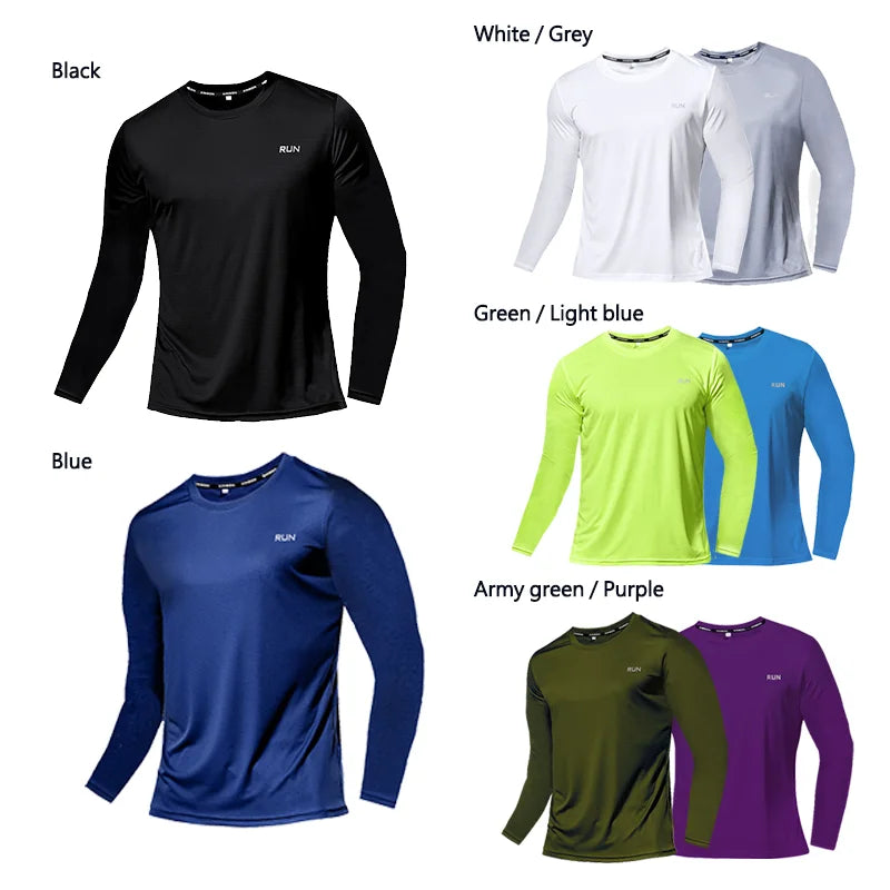 Summer Ice Silk Long Sleeve T-Shirt Men New Quick Dry/Breathable Material Outdoor Sun Protection Running Outer Wear