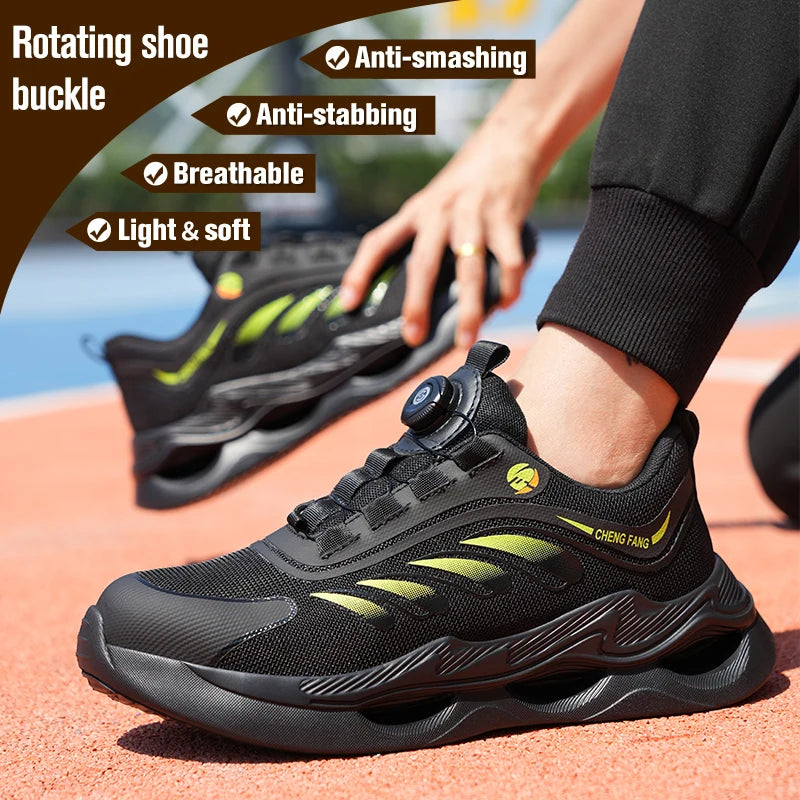 Soft sole lace-free anti-smash/and anti-puncture Men safety Sneakers shoes