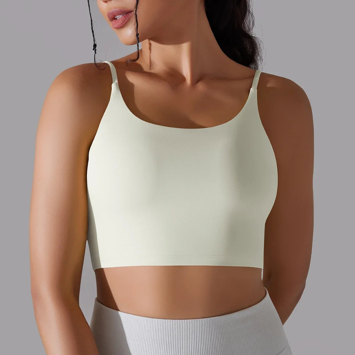 Solid Color Yoga Sports Bra Women Fixed Padded/Slim Gym Fitness Workout Undershirt Top