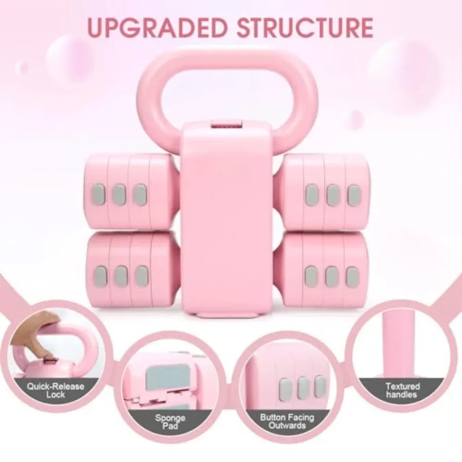 Adjustable 2-in-1 Convertible Kettlebell Dumbbells Set 4 in 1/Free Weights Dumbbell Set of 2 Each 2.2 3.3 4.4 5.5lb Quick Change