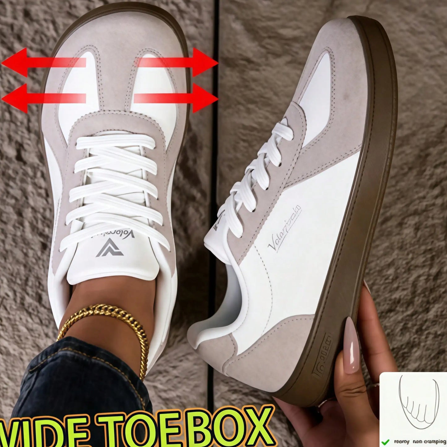 Women Retro Low Top Sneakers Wide Toe Box Lace Up Soft Leather/Flat Gum Sole Minimalist Casual Walking Trainers Office Daily Travel